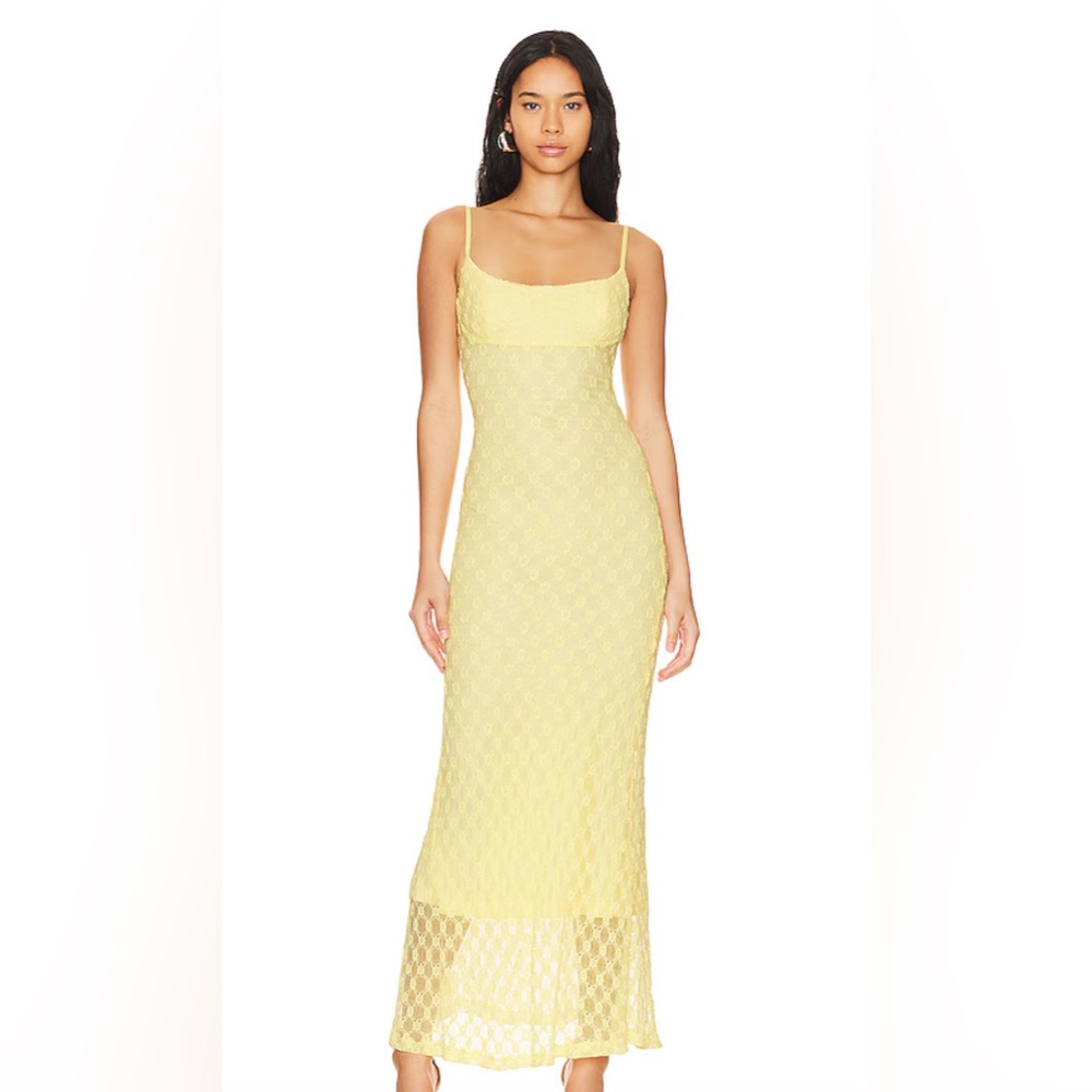 M Bardot Adoni Mesh Maxi Dress in Canary Yellow